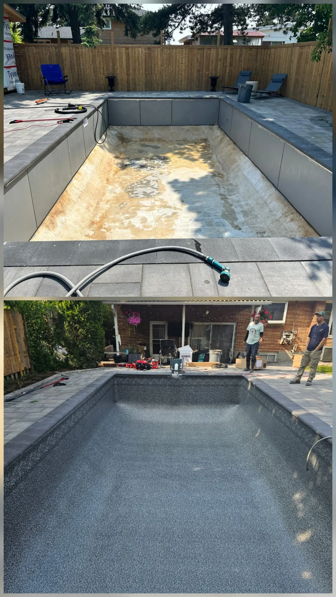 Grey Vinyl Liner Project before and after