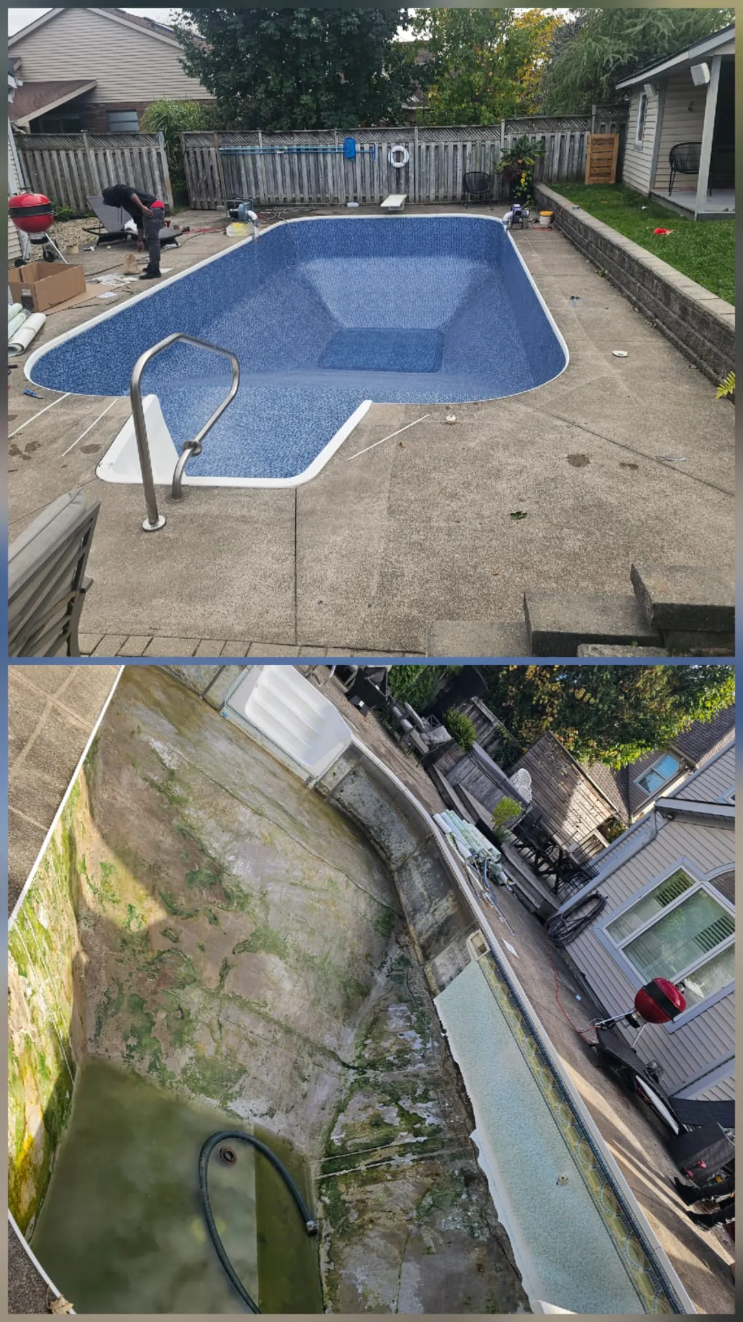 Rectangular Pool Renovation before and after