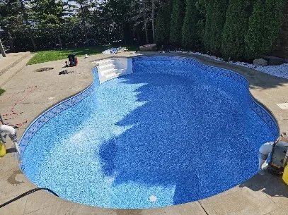 Freeform pool after vinyl liner replacement